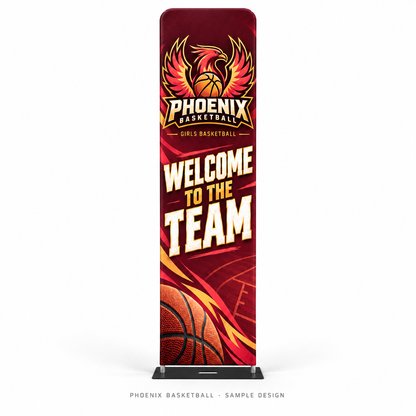 phoenix basketball 24x90 fabric display — corrected shape and plate base