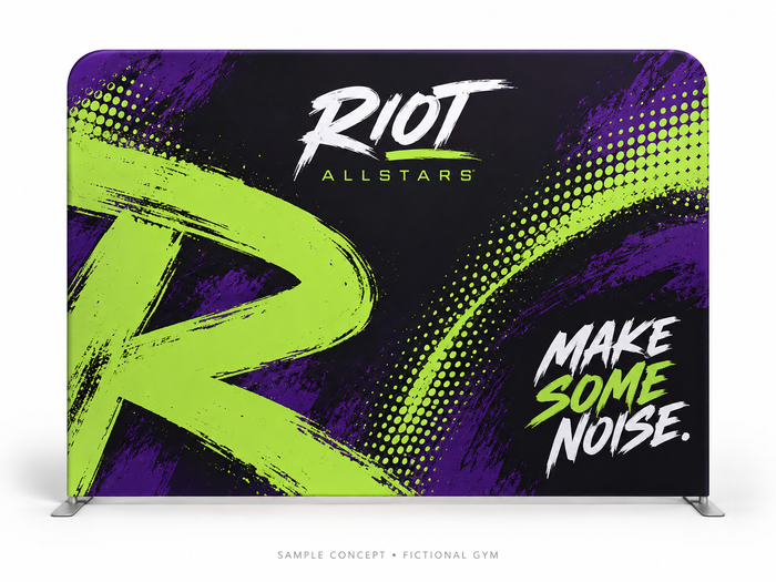 10 ft. Fabric Display — Riot Allstars fictional gym sample