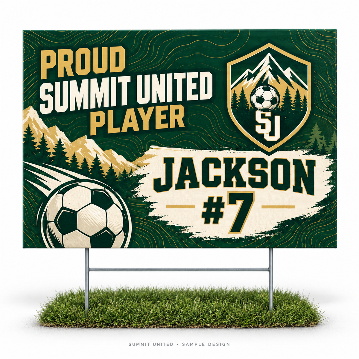 summit fictional soccer team yard sample design