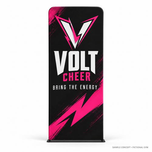 36"x90" Stretch Fabric Display — Volt Cheer fictional gym sample