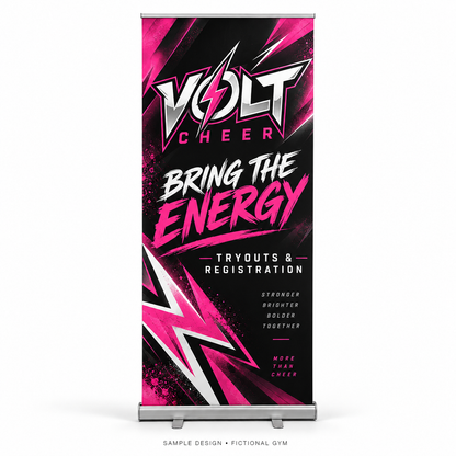 volt cheer retractable banner stand — fictional gym sample design